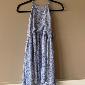 blue floral halter dress